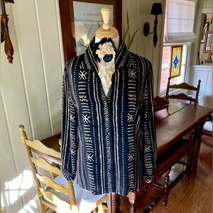 Ann May Black and Tan Silk Blouse Medium